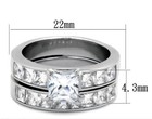 3 75 Ct Cz Princess Cut Stainless Steel Wedding Ring Set Womens Size 7