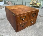 Antique Tiger Oak Index Card 4 Drawer Filing Dovetail Cabinet C 1900 s