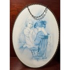 Set Of 2 Vintage Oval Victorian Flue Cover Wall Hangings With Chain Hangers