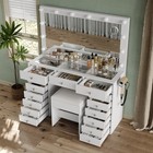 Makeup Vanity With Charging Station  15 Drawers  Hd Mirror  12 Led Lights