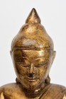 18th Century  Shan  Antique Burmese Wooden Seated Buddha With Gilded Gold