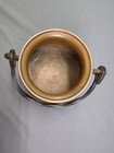 Vintage Hammered Copper Cauldron Pot Planter Wrought Iron Handle Footed - Patina