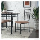 Dining Table Set 5 Piece Wood Metal Upholstered Chairs Deep Walnut Kitchen