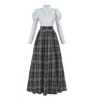  Edwardian Dress For Women 2 Piece 1800s Victorian Costume Blouse Xx-large Blue