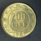 1987 R Italy 200 Lire  9 Near 8 Version  Industrial Toothed Gear Foreign Coin