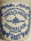 Vintage Blue James Carberry Marmalade London 1886   Crock Stoneware Pottery Usa