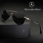 Polarized Mercedes Rimless Metal Aviator Sunglasses Gold Frame Smoke Lens Mb22