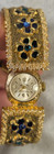 Vintage Paul Gariner 21 Jewel Hidden Bangle Watch Secret Cover Floral Enamel