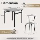 3 Piece Dining Table   Chairs Set For 2  Metal And Wooden Square Kitchen Dinette