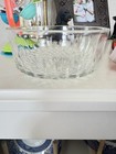 Vintage Arcoroc France Clear Glass Serving Bowl Set Starburst Diamond Pattern