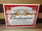 Vintage Budweiser King Of Beers Tin Metal Sign Genuine Classic Label Bar 