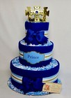 Prince Baby Diaper Cake Blue Shower Gift Centerpiece Newborn Present Boys Royal