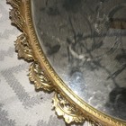 Vintage Oval Ornate Gold Metal Trimmed Mirror Vanity Tray Hollywood Regency 