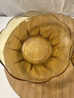 Anchor Hocking Whitman 2 Piece Glass Chip And Dip Bowl Amber Color-mcm-vintage
