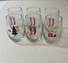 Christmas Stemless 12 Oz Wine Glasses    Set Of 6 