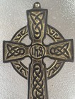 Irish Celtic Brass Cross 5 5  X 2 75  Pendant Or Wall Religious