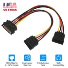 Sata Power 15-pin Y-splitter Cable Adapter Male To Female For Ssd Hdd Hard Drive