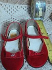 Nice Antique Red Suede  Leather Doll Shoes  For A Child Doll  5-1 2   X 2 