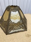 Antique Art Nouveau Slag Glass Table Lamp Shade 6 Panel
