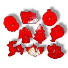Vintage Hrm Christmas Cookie Cutters Clear Red Plastic Mid Century