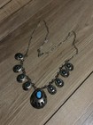 Vintage Navajo Sterling Silver Turquoise Pendant Necklace Native American