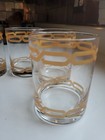 Vtg Mcm Lowball Glasses W gold Geometric Link Bands 4 25  H Set Of 4 