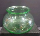 Uranium Green Glass Fish Bowl Depression Glass Vintage 1930 s 5  Tall 