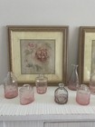 Set Of 10 Vintage Style Pink Glass Bud Vases - Embossed Decorative Bottles