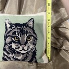 Vintage Old Gray Tabby Cat Cross Stitch Pillow As Shown Kitty Pussy Cat