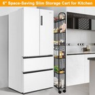 6 Tier Slim Storage Cart With Wheels Metal Rolling Organizer Utility Cart Shelf