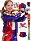Girl Kids Harley Quinn Suicide Squad Halloween Costume Cosplay Outfit Suit Dress