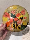 Stunning Vintage Round Metal Tin With Bright Florals Made In England