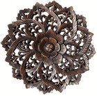 Carved Wood Wall Plaque Panels  17 5  X17 5  Wall Art Asian Home Decor   Brown