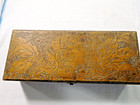 Antique Pyro-art Pyrography Bush comb Box  With Silk Lining Victorian Lady  1951