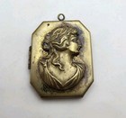 Vintage Brass Cameo Locket Huge Antique Pendant 2  Victorian Revival 