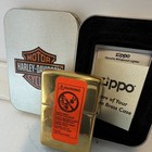 Harley-davidson Zippo Brass Lighter With Tin Case   Paperwork