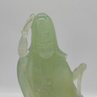 Vintage Hand Carved Green Jade Style Asian Man Figurine 7 25  Stone Sculpture