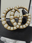 Authentic Womens Gucci Black Leather Gg Pearl Belt Size 32-34