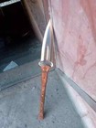Custom Handmade Carbon Steel Hunting Viking Spear Knife W wood Handle   Sheath