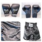 Mike Tyson Autographed Everlast Boxing  Set 2 Gloves 1 Pr Trunks Black Nwt