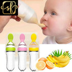 Silicone Squeezing Suction Cup Feeding Spoons Baby Complementary Feeding Bottle 