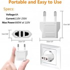 8 Pack Us To Europe Plug Adapter Type C European Travel Power Plug White