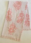 Vintage Pink   White Daisy Floral Fringe Bath Towel Reversible Cotton 1960s Usa