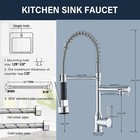 Commercial Chrome Kitchen Faucet With Pull Down Sprayer Single Handle Sink Mixer