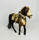 Vintage Horse Figurine Real Hide Handmade Hand Sewn W saddle 8  Tall