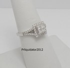 1 2ct Natural Diamond Halo Engagement Wedding Bridal Ring 10k White Gold Band