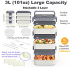Stackable 3-layer Bento Box 3000ml  Leakproof  Microwave Safe  With Utensils