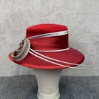Champagne Italy Hat Womens Kentucky Derby Church Red Wide Brim Bow Rhinestone