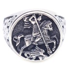 Vintage Dragon Killer St george Ring Stainless Steel Knight Warrior Biker Ring