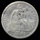 1887 Fancy Engraved Love Token  cbm  Seated Liberty Silver Dime Us Coin